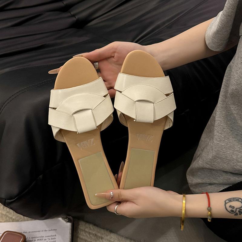 Plus-size summer new women's slippers cross-flat slippers simple slippers