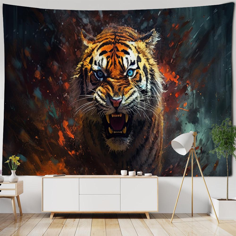 Animal Starry Sky Wall Tapestry Psychedelic Hippie Leopard Tiger Elk Bedroom Decoration Aesthetic Sofa Blanket Beach Towel