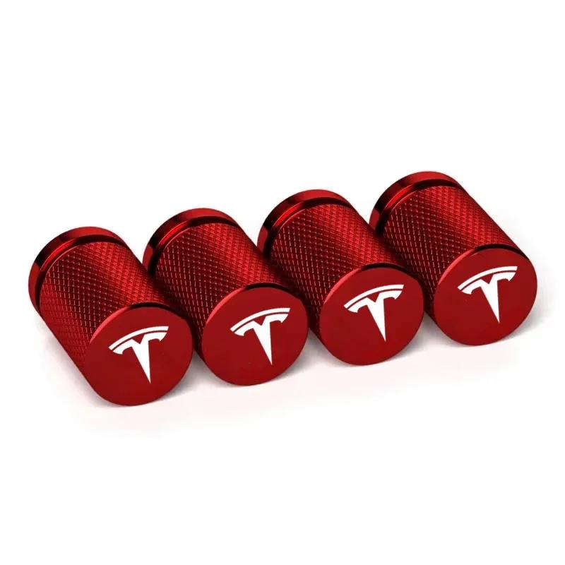 

4PCS Car Wheel Tire Stem Valve Caps Covers Exterior for Tesla Model X S Y 3 Roadster P85D P90D P100D Tire Decoration червоний
