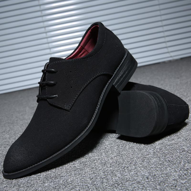 Fashion 2025 New Men's Suede Lace-Up Casual Shoe  Classic Low -Heeled Office Shoe  Fashionable Perforated Breathable Wedding Party Shoes