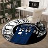 Police Box Time Travel Round Carpet Chair Cushion Round Entryway Rug, Soft Round Rugs for Living Room, Bedroom, Circle Carpet Decor Gifts
