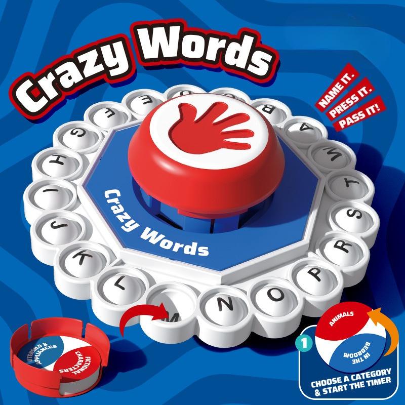 Crazy Words English Board Game Fast Paced Family Fun The Quick Thinking Letter Pressing Puzzle For Adult And Kid Party Gift Kid Friendly Entertaining