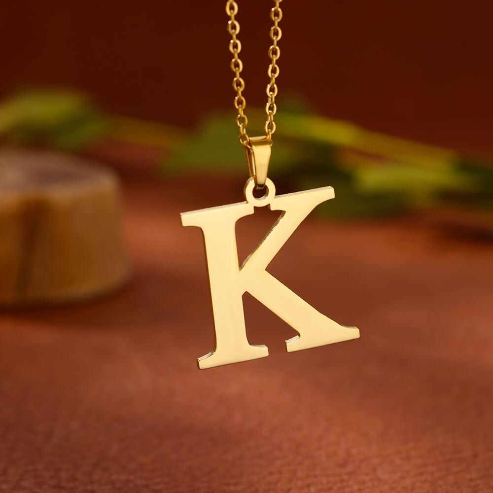 Elegant Initial Letter Stainless Steel Necklace Women Gold Color Alphabet Pendant Necklaces Vintage Waterproof Zircon Gifts