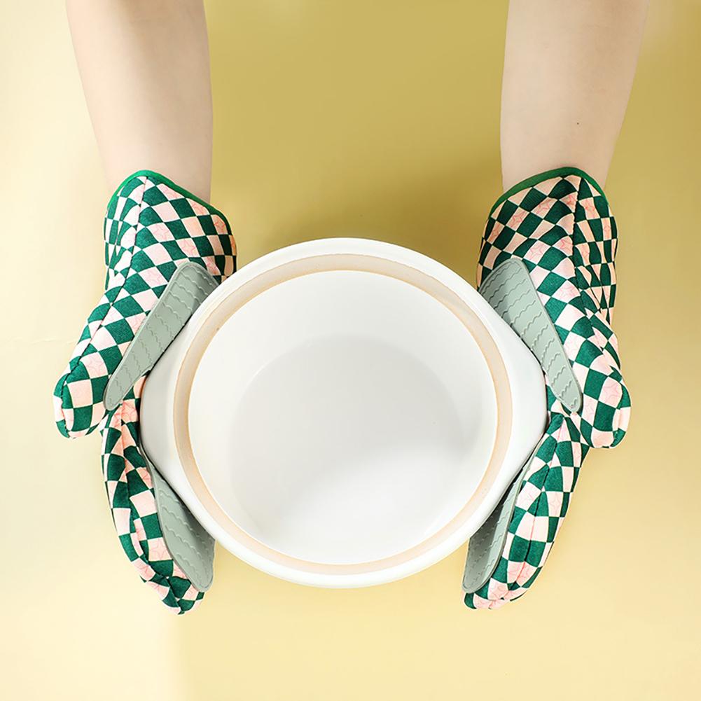 1 Pair Silicone Oven Mitts,Thickened Heat-Resistant Heat-Insulating Microwave Gloves,Prevent Burns Outdoor Barbecue,For Kitchen