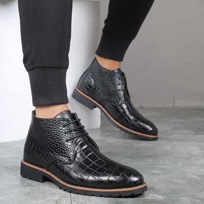 Mode Mode Herrenstiefel Hochwertiger Krokodillederstiefel Marke Chelsea Boots Schnürstiefeletten Herren Freizeitkleid Lederstiefel