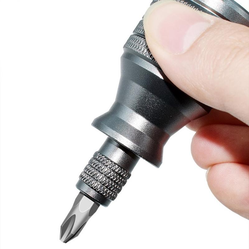 Professioneller 7-in-1 Mini-Schraubendreher Aluminium-Schraubendreher Kreuzschlitz-Schraubendreher-Bit-Kit Tragbare Heimwerkerwerkzeuge