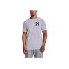 Under Armour Back Logo Print Crew Neck Sports Short Sleeve T-Shirt Men Tops Gray 1363739-011
