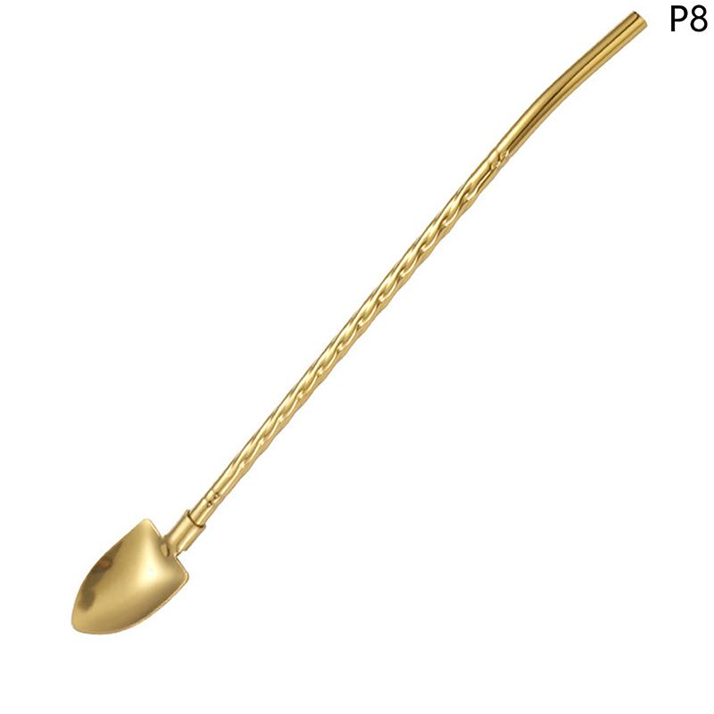 2In1Drinking Straws Spoon Creative Stainless Steel Reusable Drinking Straw