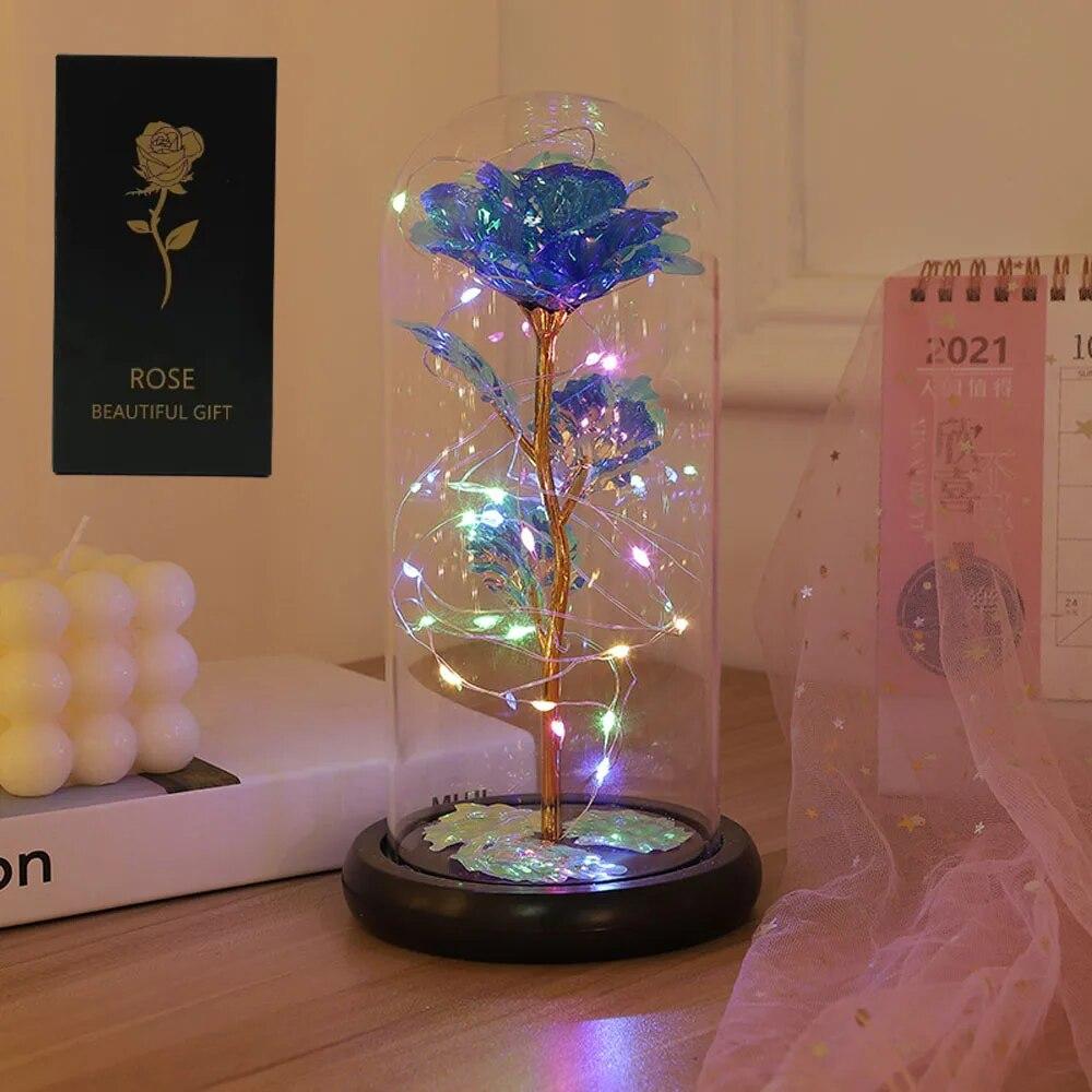 1pc Hot LED Enchanted Galaxy Rose Eternal Beauty Rose With Fairy Lights In Dome for Valentine's Day Wedding Party Mother's Day