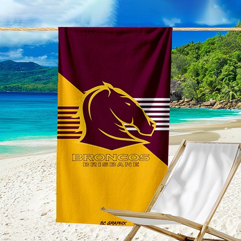 Asciugamano da Spiaggia in Microfibra Brisbane Broncos, Leggero e Asciugatura Rapida, per Viaggi Estivi, Essenziale per la Spiaggia, Piscina all'Aperto