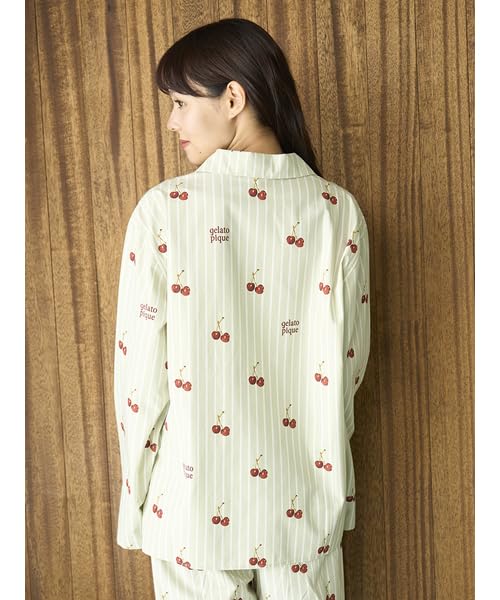 Cherry Print Shirt PUFT255211GRN [UNISEX] (M-L)