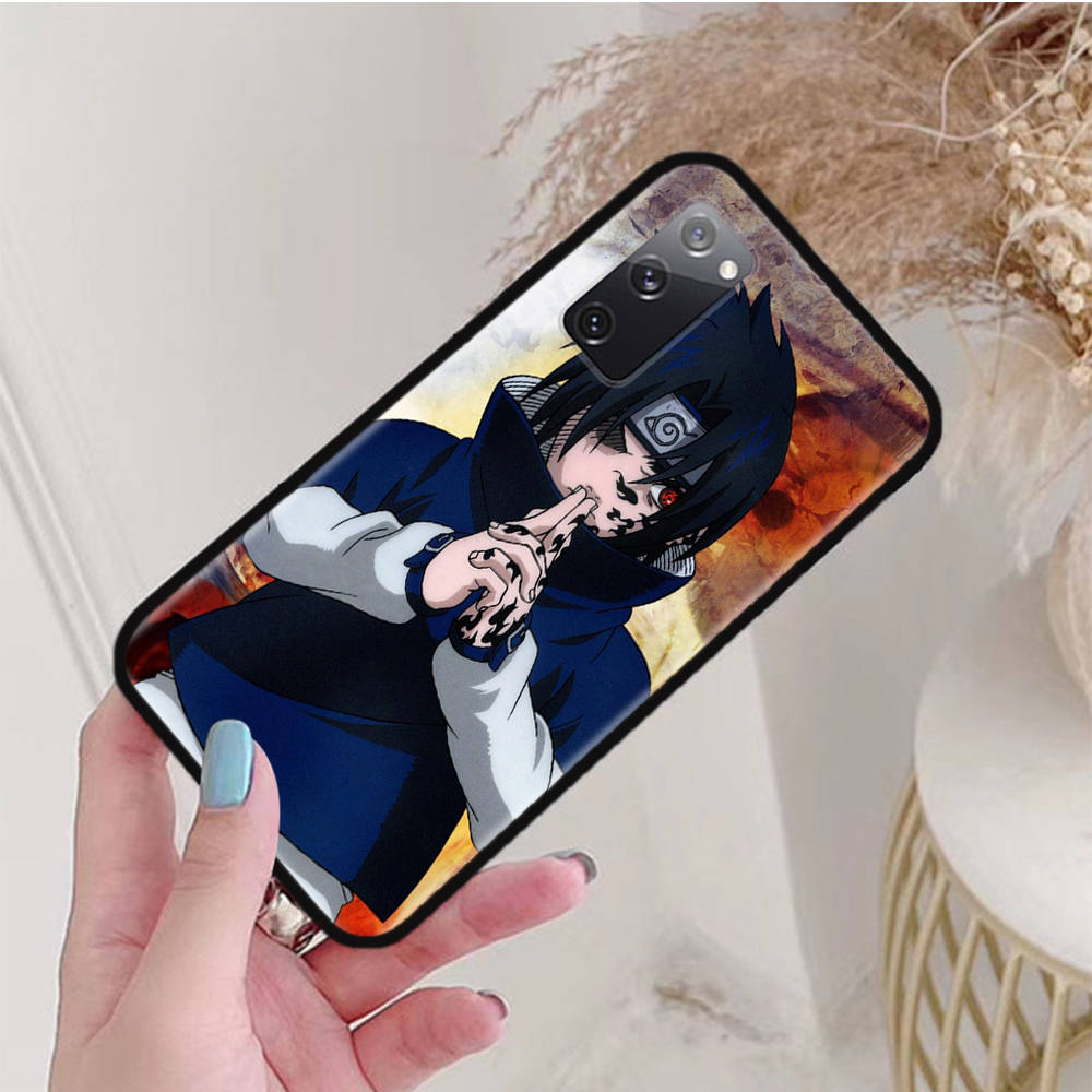 Black Case for iPhone 16 15 Plus 14 13 12 11 Pro 8 6 SE XR XS Max P30 Nova 5T Y5P Y6 Y7 Y8P Y9 Realme C30 C33 C31 W-80 Naruto Uchiha Sasuke