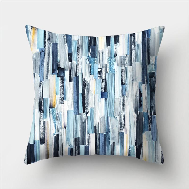 Grey Blue Pillowcase Geometric Cushion Cover Peach Skin Cushion Sofa Cushion Cushion Pillowcase Home Decor Pillowcase