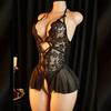 Crotchless Naughty Lingerie For Adult Women Sexual Bodysuit Lace Open Crotch Porn Baby-doll Dress Black Sexy Underwear Set