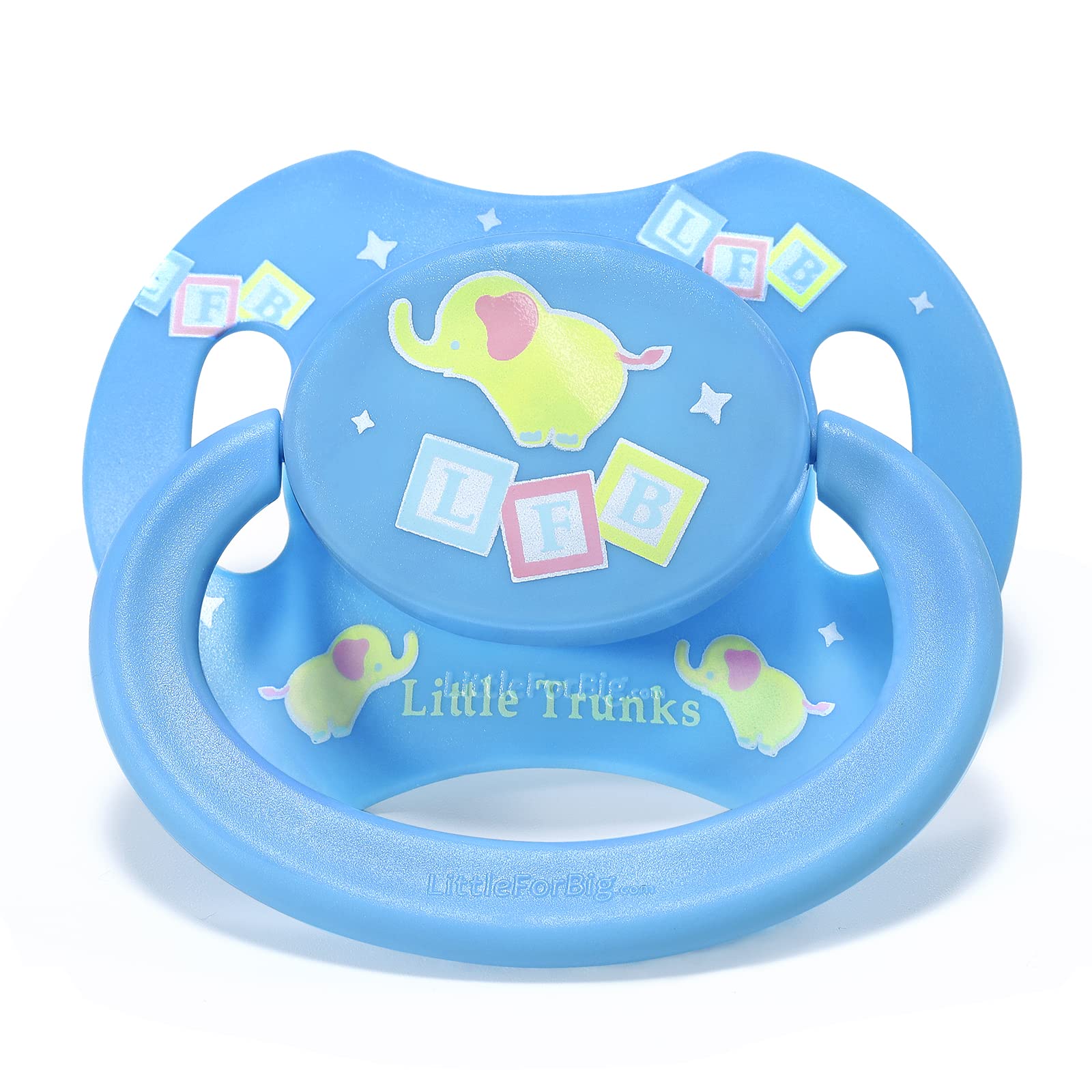 

LittleForBig Adult Pacifier, New Model 2nd Generation with Lid, Elephant Design, Blue