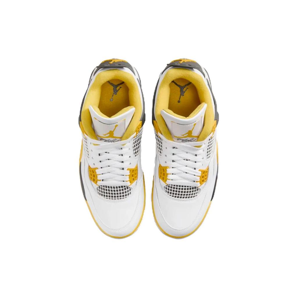 Air Jordan 4 Retro Vivid Sülfür Kadın Spor Ayakkabı Beyaz Hindistan Cevizi Sütü Antrasit AQ9129-101