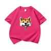 Kids Pure Cotton T Shirt Adorable Dog Zipper Print Crew Neck Short Sleeve Tee Casual Breathable Boys Girls Summer Tops
