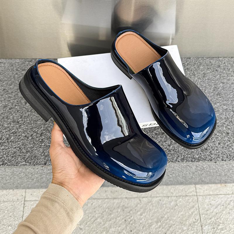 Fashion trend new one-pedal muller shoes bag head boken shoes dress upright versatile leather slippers 91519-J