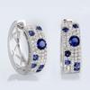 Cao Shi Korean Blue & White Zircon Diamond Earrings: Elegant Round Ear Buckles, Versatile Celebrity Style