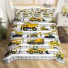 Excavator King Queen Duvet Cover Cartoon Construction Truck Bedding Set for Kids Boys Girls Tractor 2/3pcs Polyester Quilt Cover
