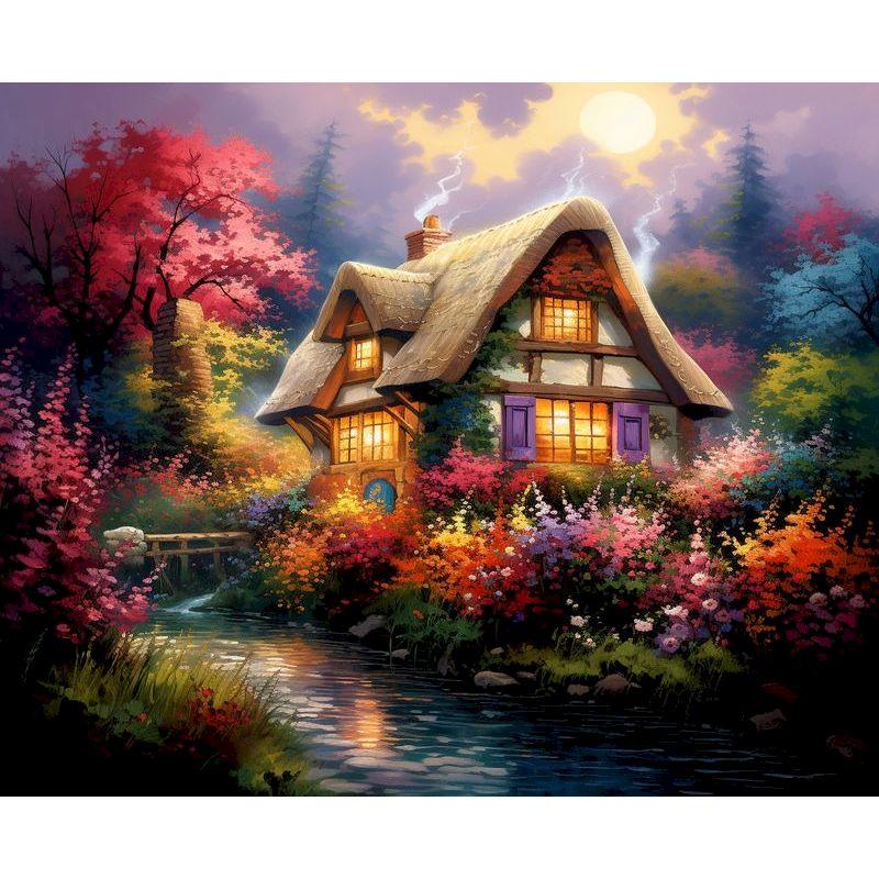 CHENISTORY DIY Ölmalerei nach Zahlen Hauslandschaft nach Zahlen Acrylfarbe Wandkunst Bilder Handgemaltes Leinwand Home Decor