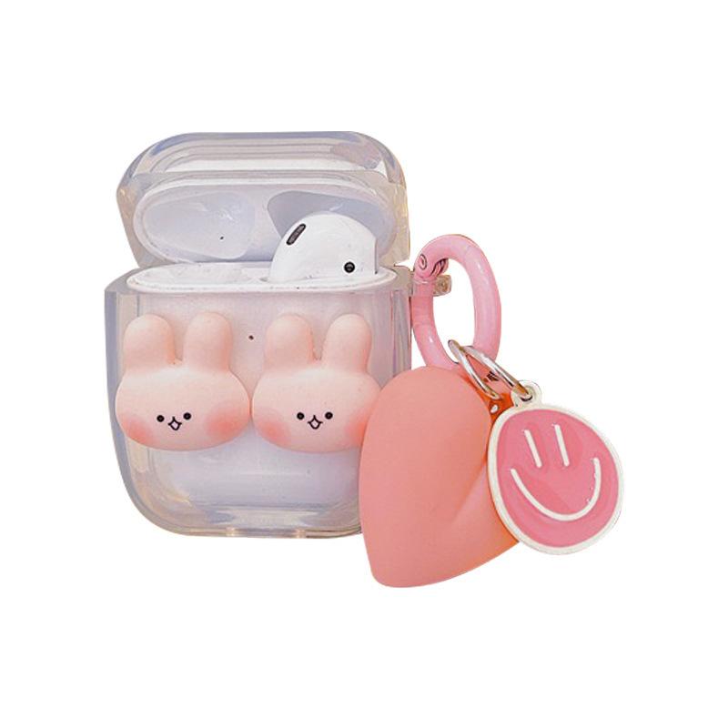 Apple Airpods1/2 Transparent Wind Pink Tutu Love Bluetooth Headset Cover For Airpodspro3