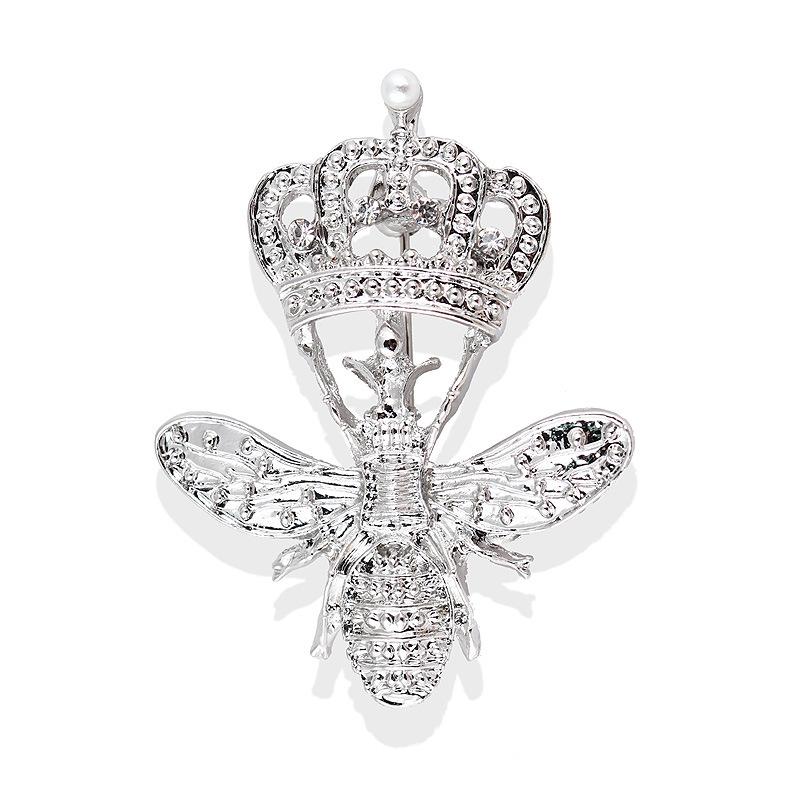 Crown Bee Pin Elegant Rhinestone Metal Brooch For Women Lapel Pin Cute Animal Brooch Jewelry Gift Accessory