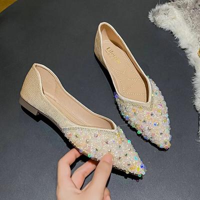 New Women Slip-on Loafers Spring Summer Beautiful Glitter Pointed Toe Flat Casual Shoes Girl Comfortable Boat Shoes 35-43