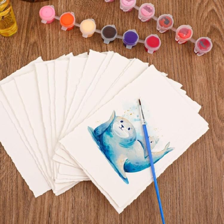 Aquarelpapier Vellen Katoen Schepranden Handgemaakt voor Aquarelkunst en Kaarten Maken