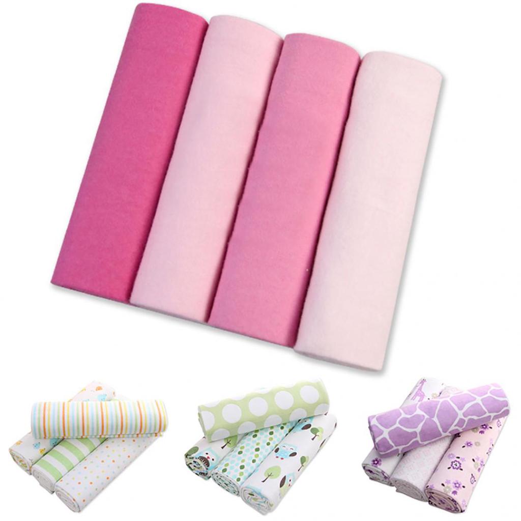 Buy 4Pcs Soft Flannel Newborn Baby Receiving Blankets Swaddle Wrap