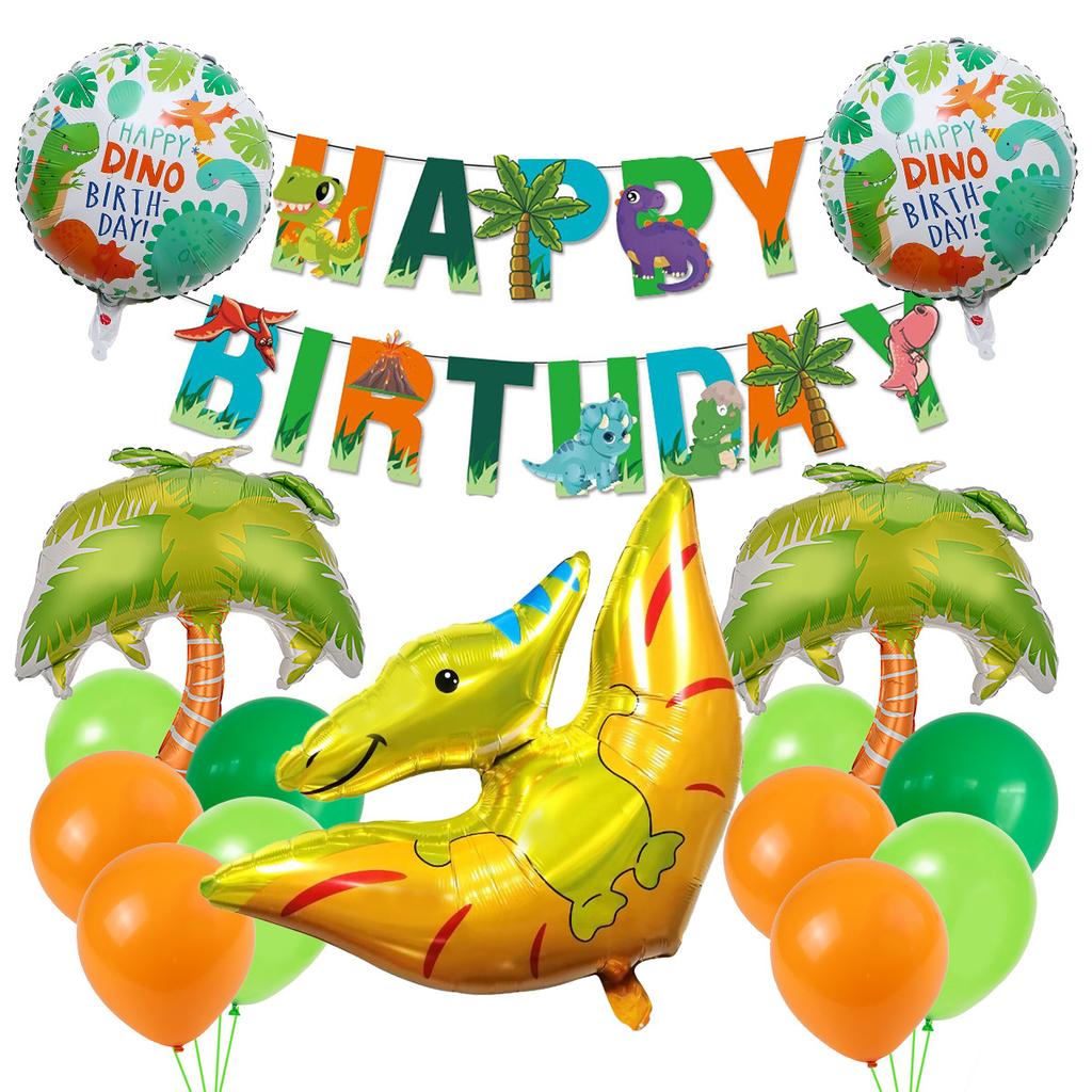 Dinosaur Theme Aluminum Film Balloon Set Birthday Hat Dinosaur Party Balloon Baby Birthday Decoration Balloon