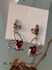 Silver Zircon Red Heart Stud Earrings for Women Earring Girl Birthday Gifts Jewelry