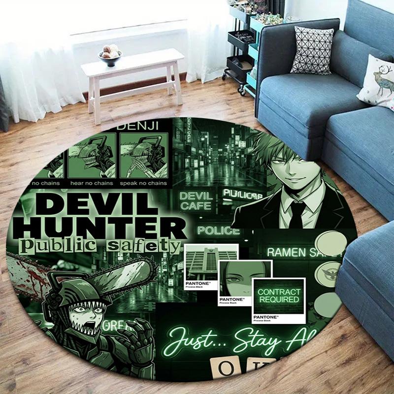 Chainsaw Man Round Area Rug Carpet Rug For Living Room Bedroom Sofa Playroom Decor Nonslip Floor Mat