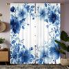 2-delat set med gardiner med färgglatt blått blommönster   polyestertyg   lämpligt för sovrums- och vardagsrumsdekoration