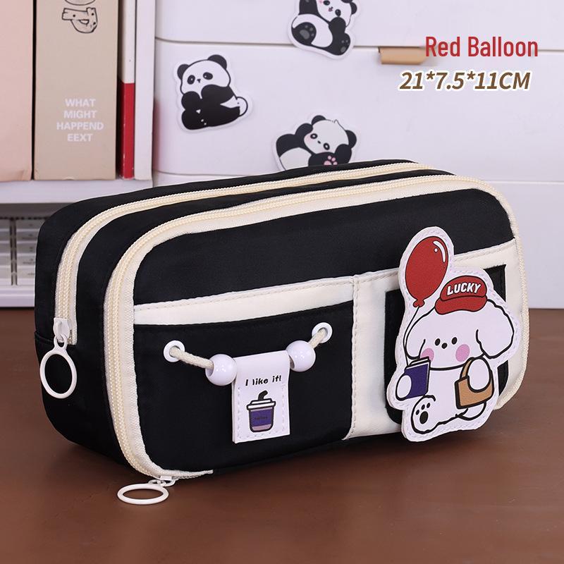 

Многослойный пенал большой вместимости с цветовыми блоками и плюшевым мишкой: Многофункциональная сумка-тоут высокой ценности для учеников средней и начальной школы