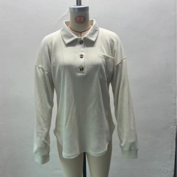 Women's Plus Size Autumn Waffle Knit Long Sleeves Top