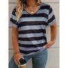 Fashion Colorful Stripe T-Shirts  Print New Women's Casual Short Sleeve V-Neck  Tees Harajuku Tops Female Clothing