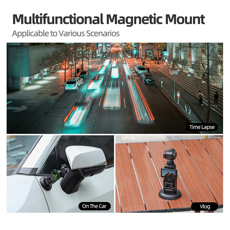 Sunnylife Magnetic Mount for DJI OSMO Pocket 3 Clip Holder Mount Action for DJI Pocket 3 Cycling/Vlog Camera Accessories