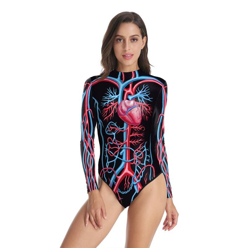 Halloween New Crew Neck Zipper Women's Swimsuit Beach Surfing Swimsuit Women
