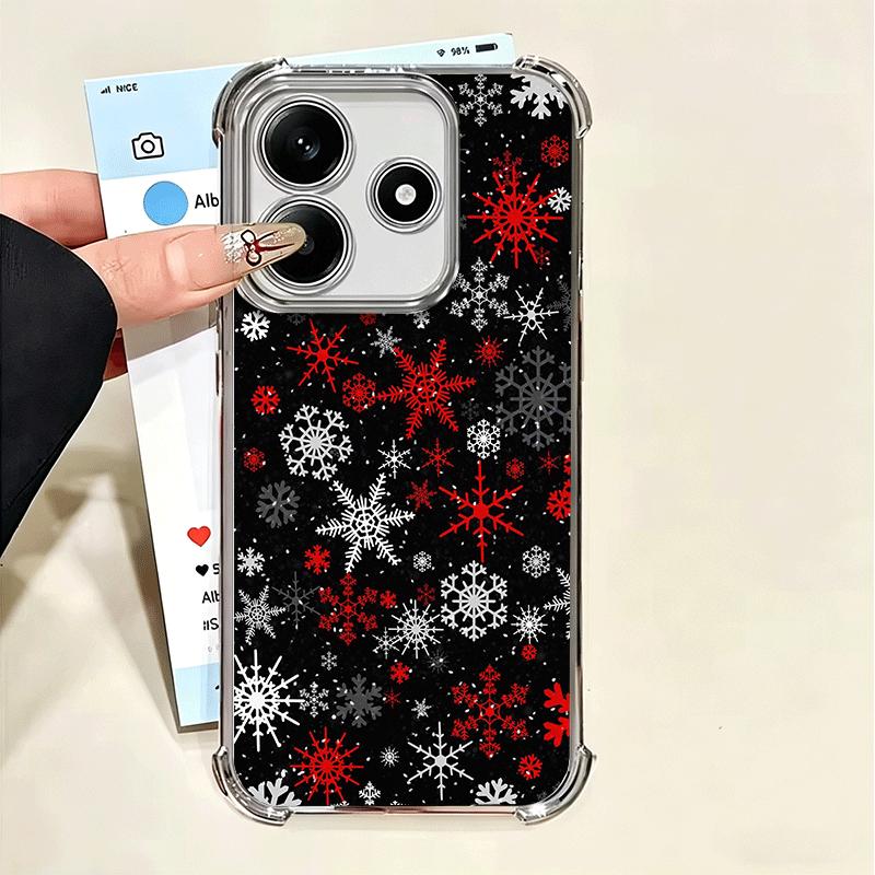 Snow Snowflake Winter Cold Plating Phone Case For Xiaomi Poco X5 X6 X7 X8 Pro Max F8 Ultra F7 M8 M7 M5S Redmi 15C 15 14C 13C 13
