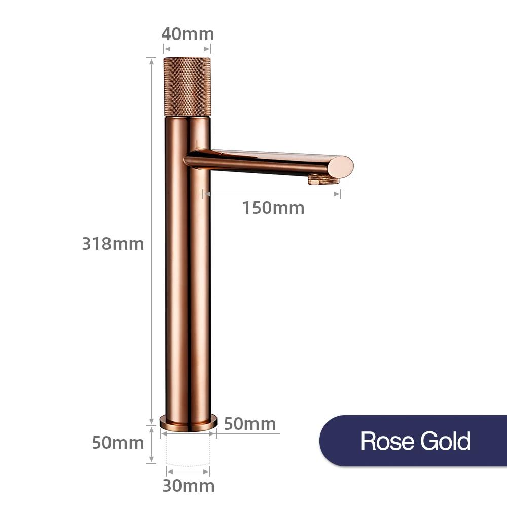 Knurled Faucet Matte Gold Basin Faucet Bathroom Tap Single Handle Hot and Cold Sink Faucet Knurled Mixer Brass Material