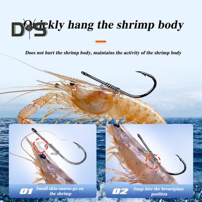 10Pcs Live Shrimp Fixing Hook Heavy Duty Carbon Steel Barbed Fishhook with Hole Freshwater Saltwater Fishing Hook Fishing Accessories