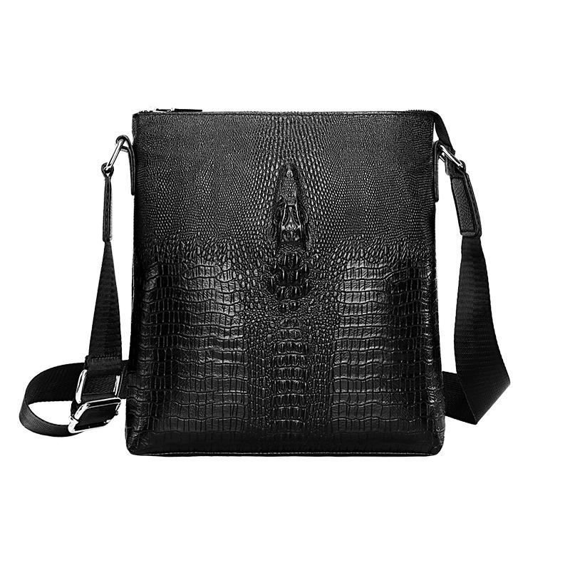 New Genuine Leather Men s Bag Business Casual Embossed Crocodile Pattern Bone Tail Dragon Head Cowhide Men s Single Shoulder Diagonal Cross Bag