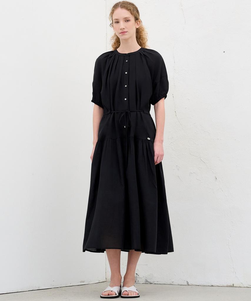 MITTE Flare Pin-Tuck Dress_Black