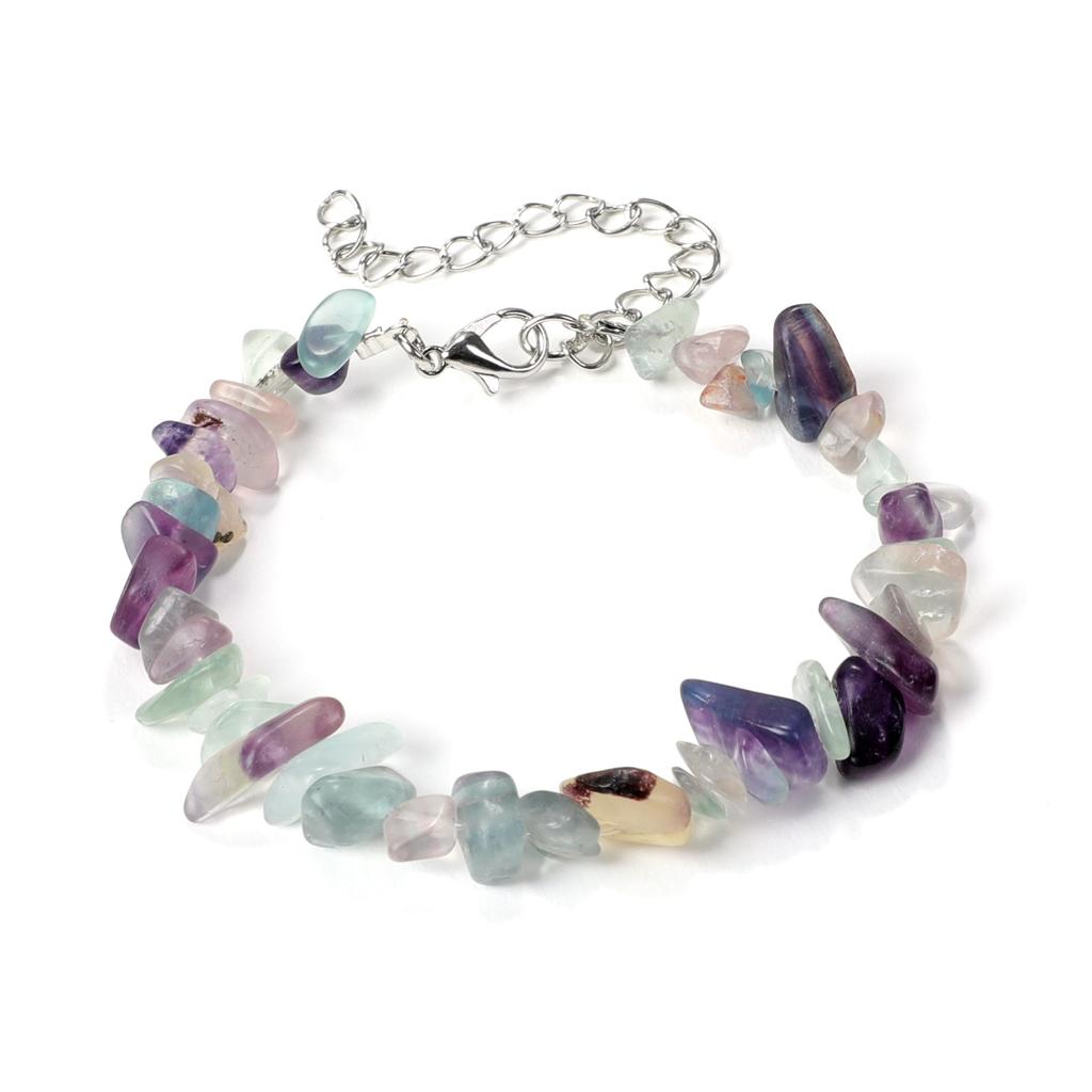 1 stuk natuursteen kristallen armband, aquamarijn & amethist