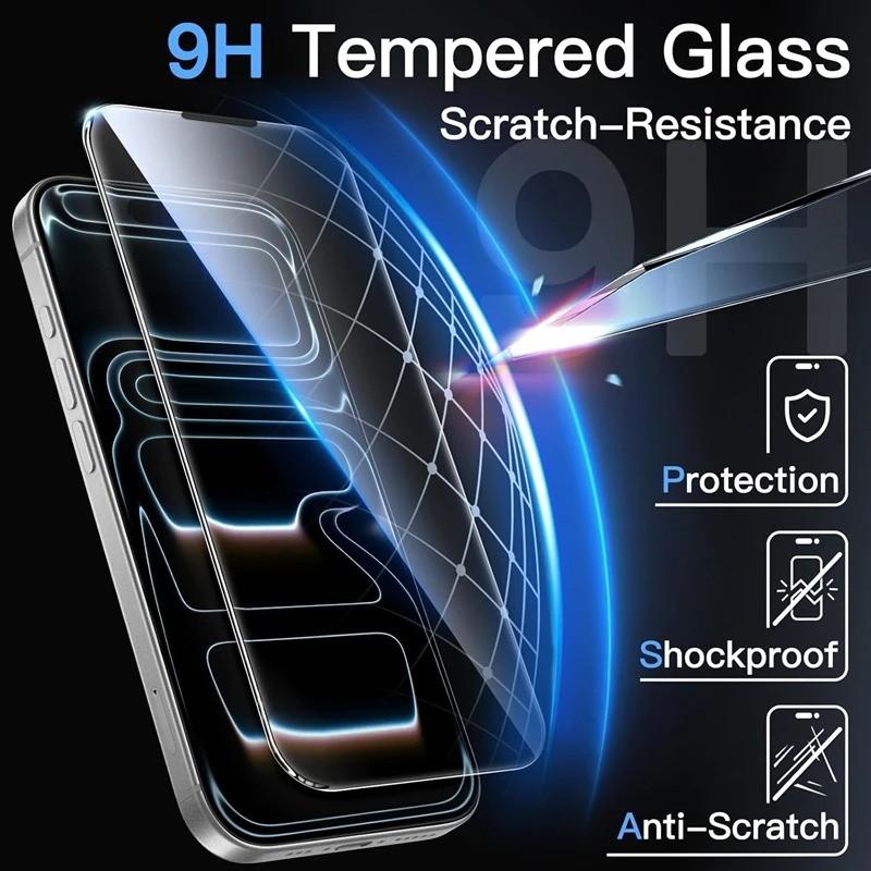 3Pcs Full Cover Tempered Glass For iPhone 17 Pro Max Air 16E 15 14 13 12 11 Pro Max 16 Plus Mini X XR XS Max 7 8 6s Plus Screen Protector Glass Film