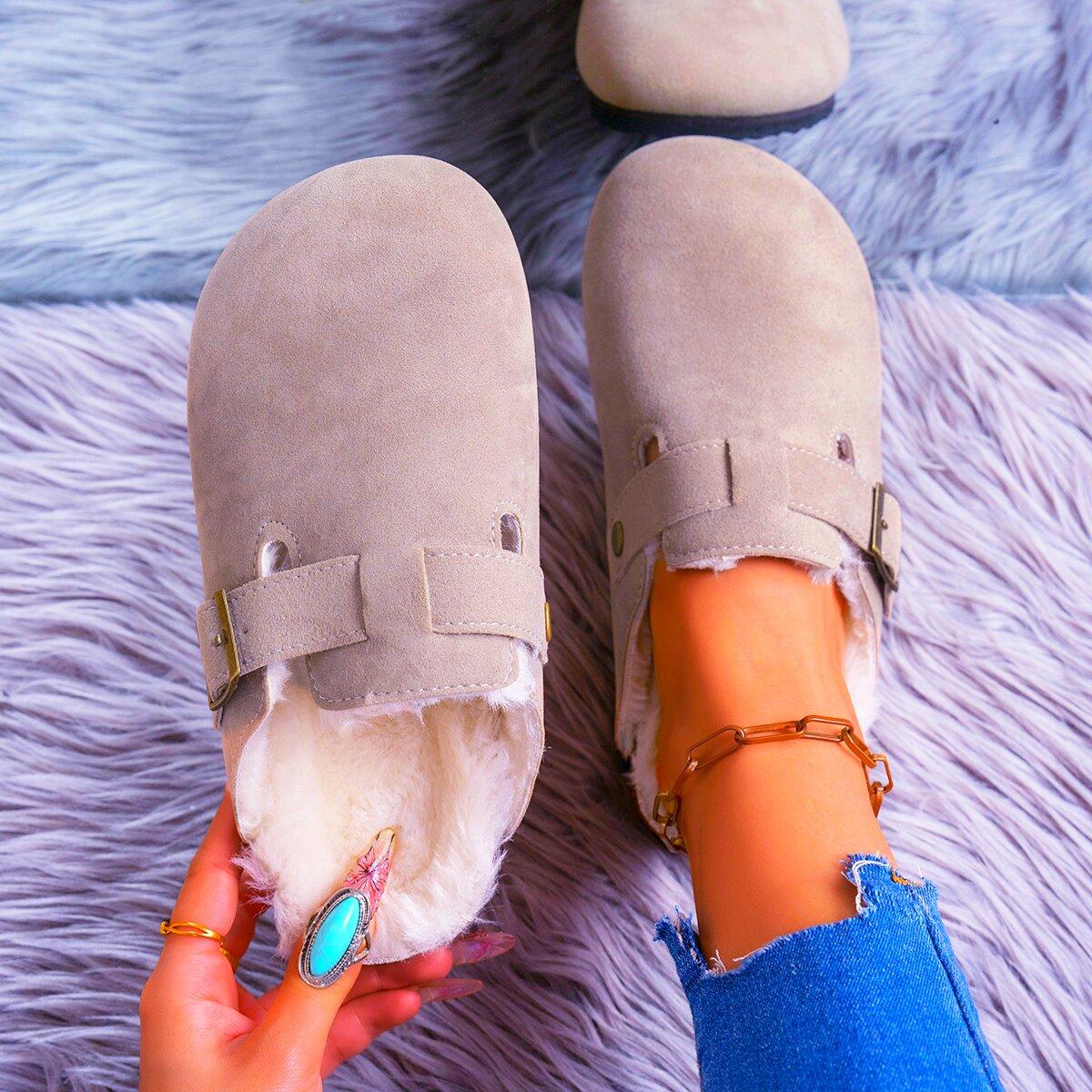 

Зимняя мода 2024 года, теплые женские тапочки-мюли с поддержкой свода стопы, удобная обувь для женщин, для отдыха на пляже, дома, мягкие шлепанцы для женщин 35 абрикосовый