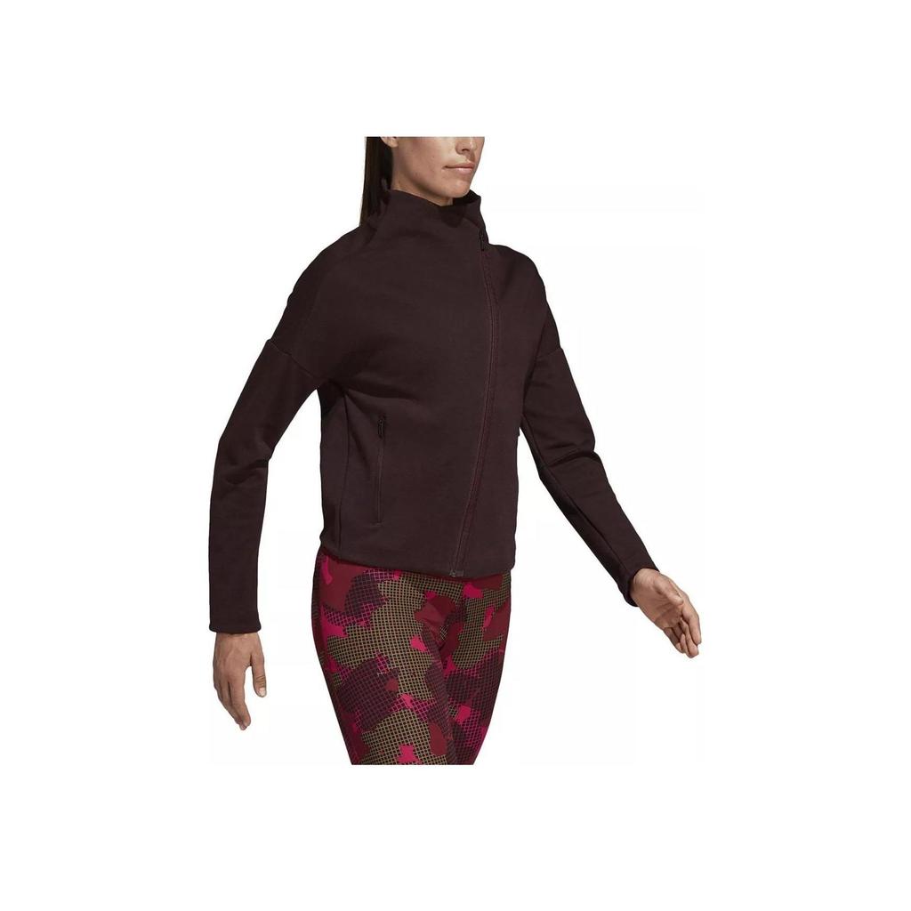 adidas Stella McCartney Soft Touch Solid Color Jacket, Women Comfortable Breathable Daily Sports Casual Night Red Black Outerwear CZ8999