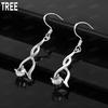 925 Sterling Silver Twisted Earrings With AAA Zirconia - Stylish Evening Jewelry