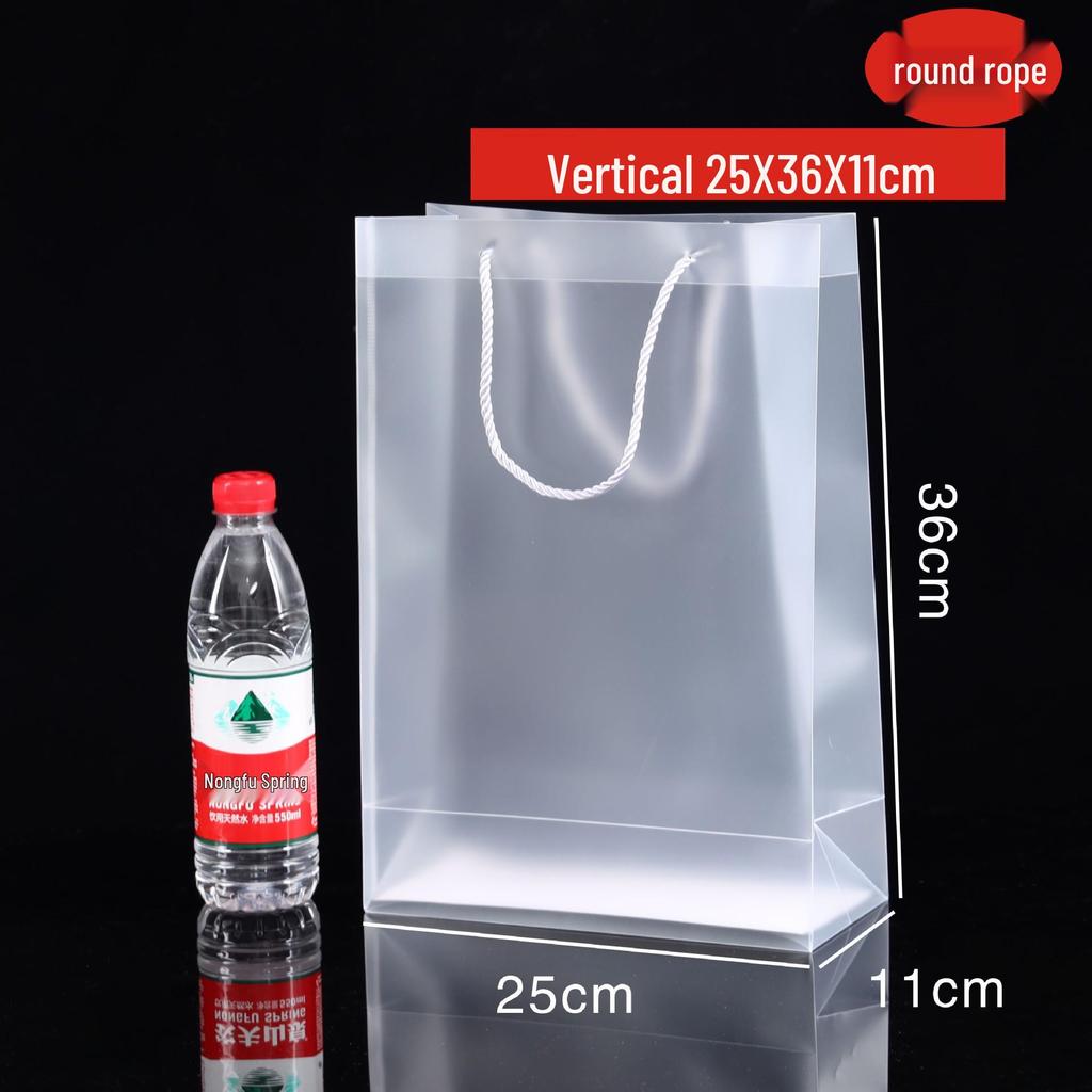 In Stock PVC Transparent Tote Bag, Frosted PP Plastic Gift/Souvenir Packaging, Wedding Candy Bag